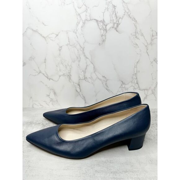 Amalfi Pumps Womens Size 12.5 Blue Pavone Slip On Leather Pointed Toe‎ Heels New - Picture 5 of 13